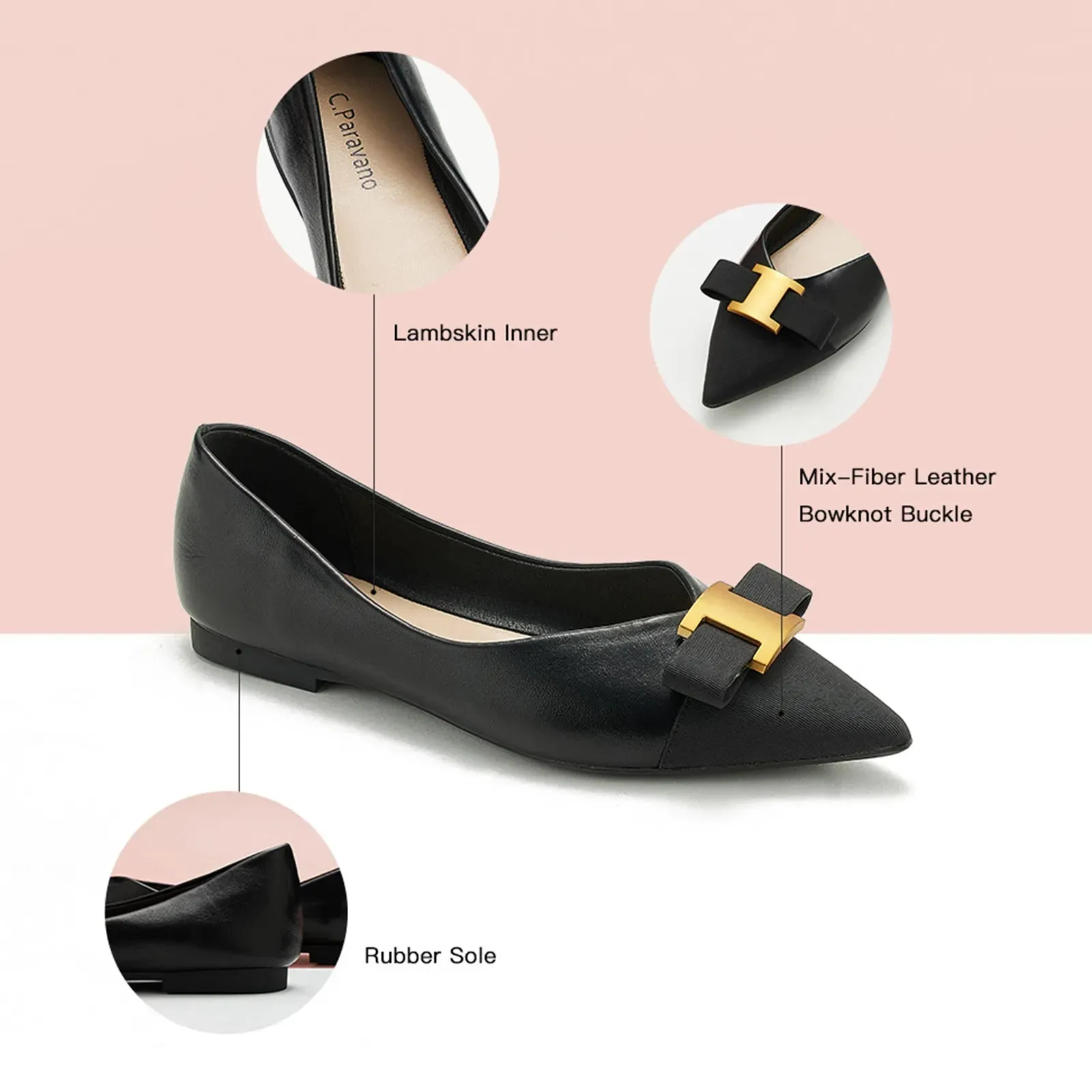 Pointed Toe Metal Tie Flats (Aida)SALE