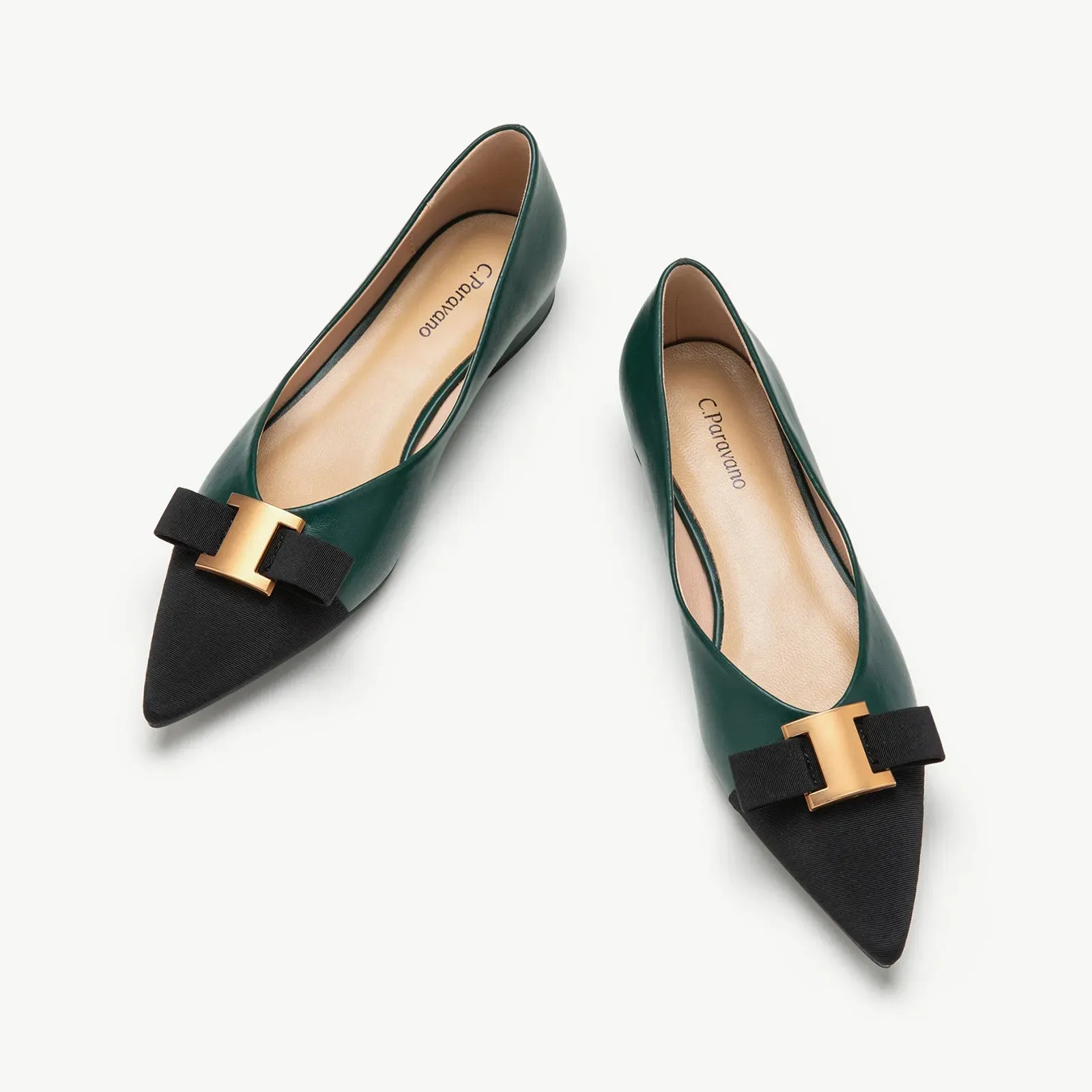 Pointed Toe Metal Tie Flats (Aida)SALE