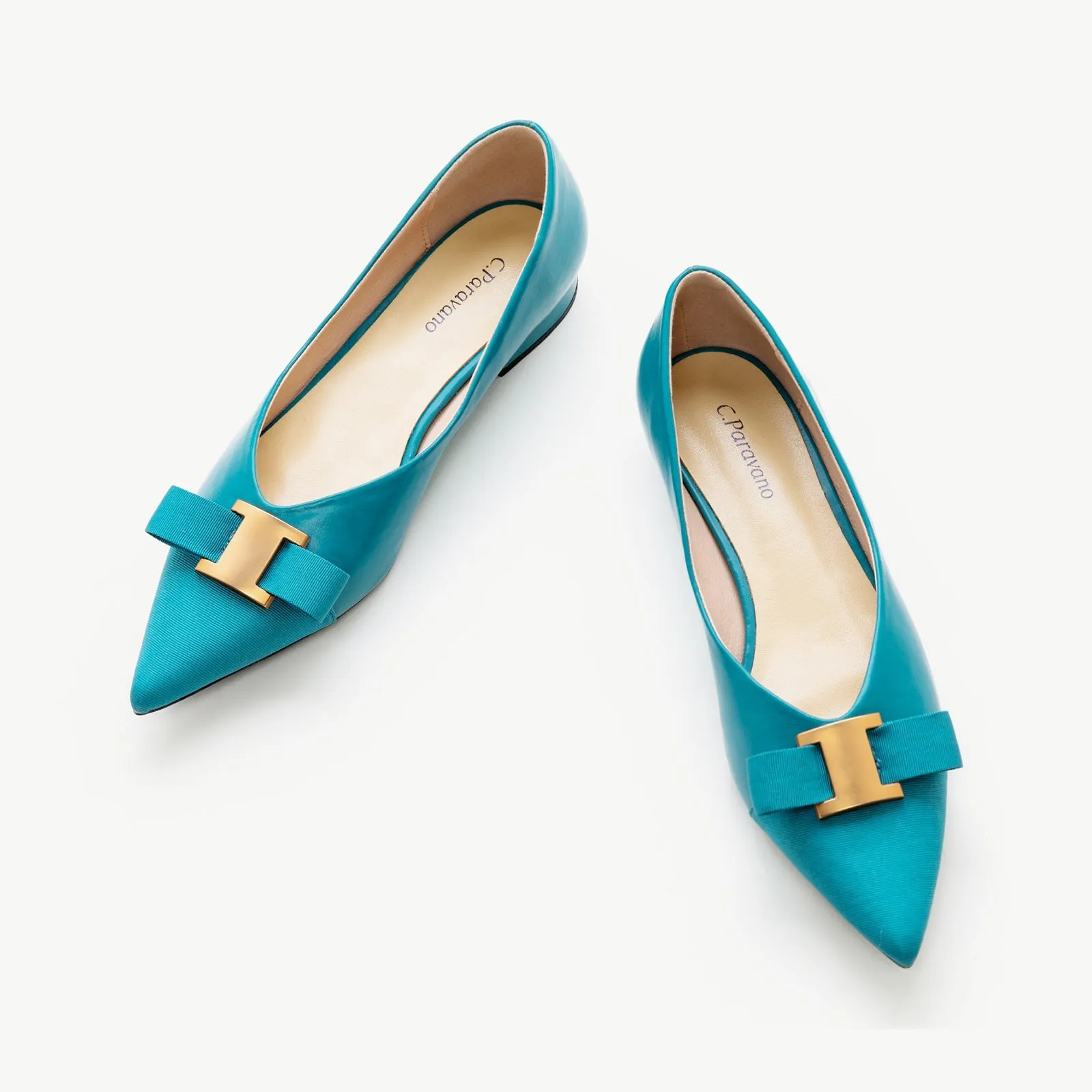 Pointed Toe Metal Tie Flats (Aida)SALE