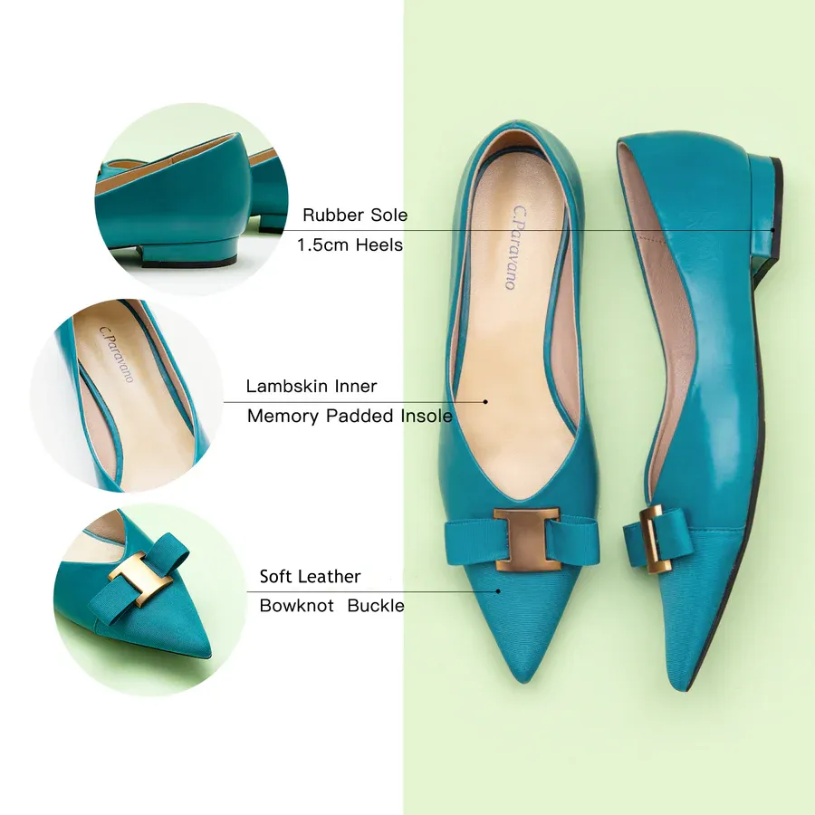 Pointed Toe Metal Tie Flats (Aida)SALE
