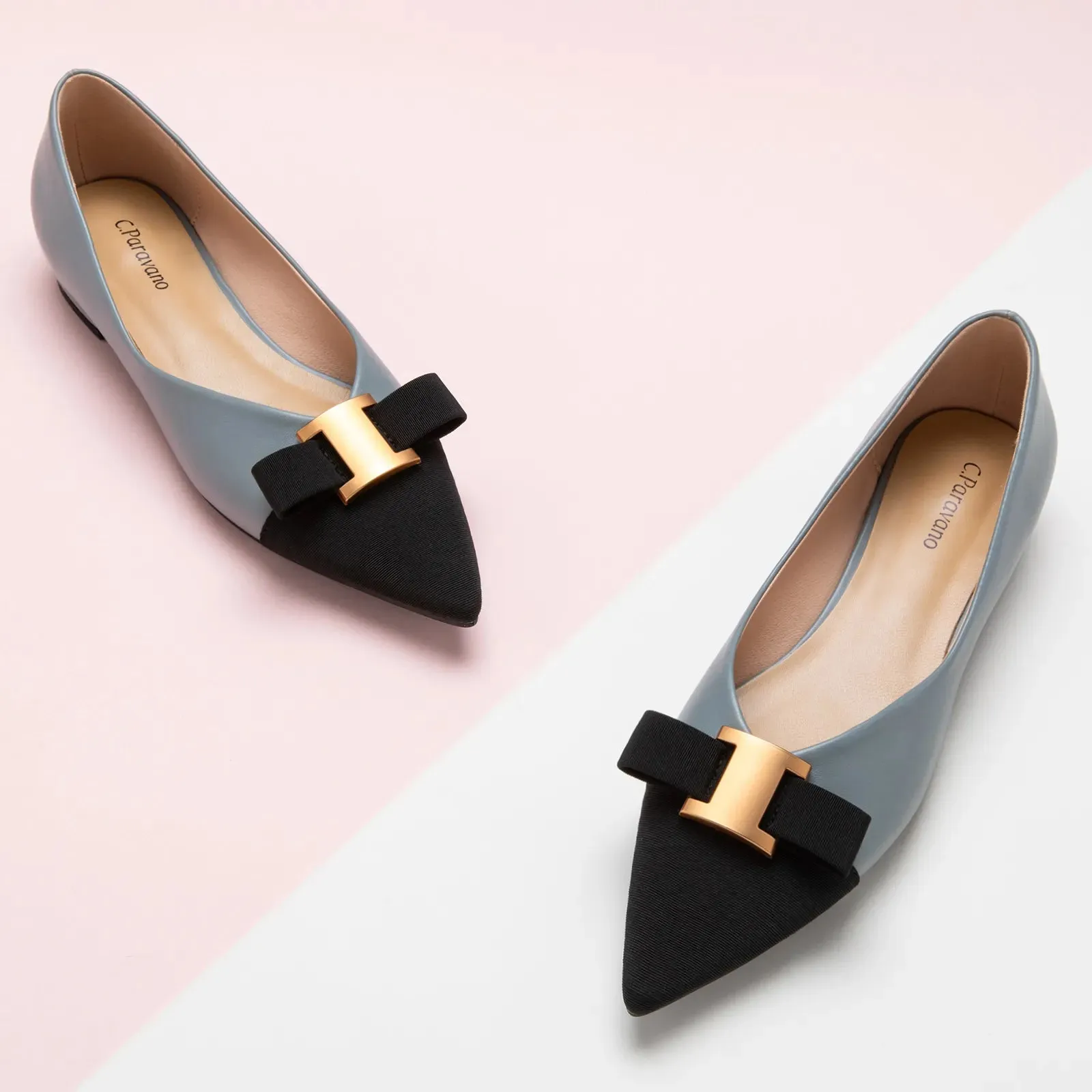 Pointed Toe Metal Tie Flats (Aida)SALE
