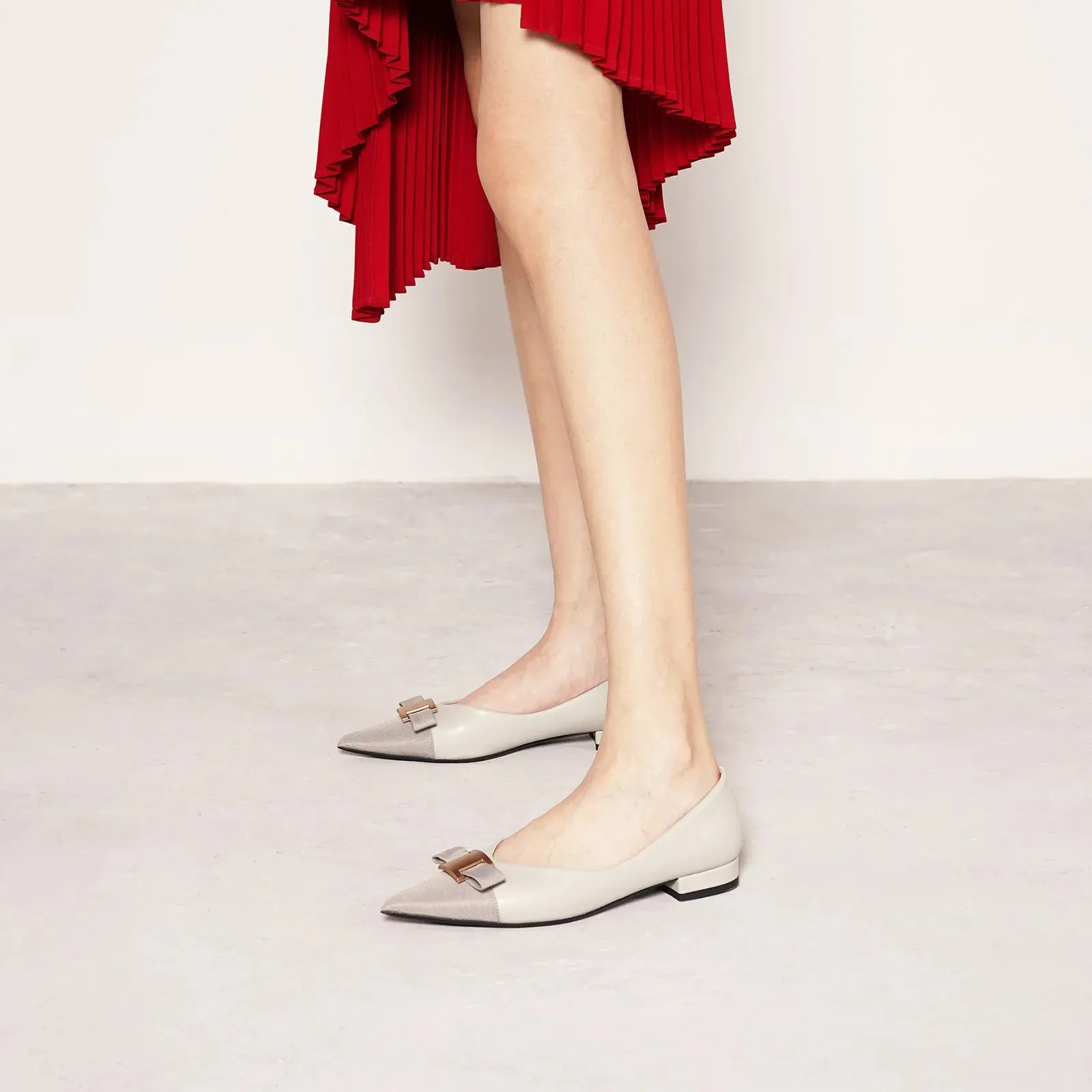 Pointed Toe Metal Tie Flats (Aida)SALE
