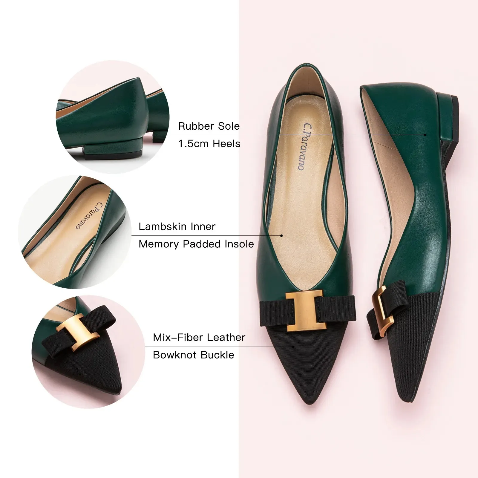 Pointed Toe Metal Tie Flats (Aida)SALE
