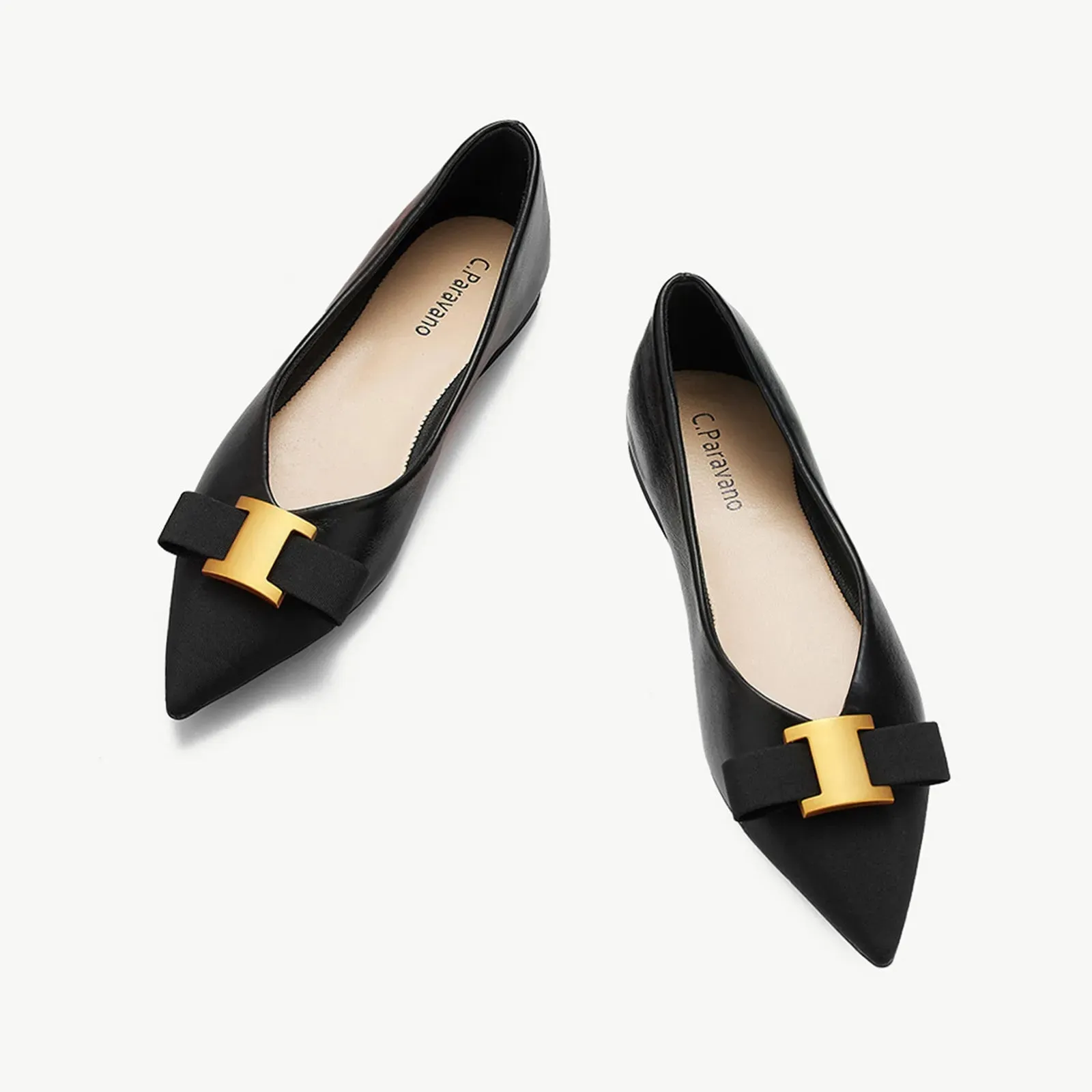 Pointed Toe Metal Tie Flats (Aida)SALE