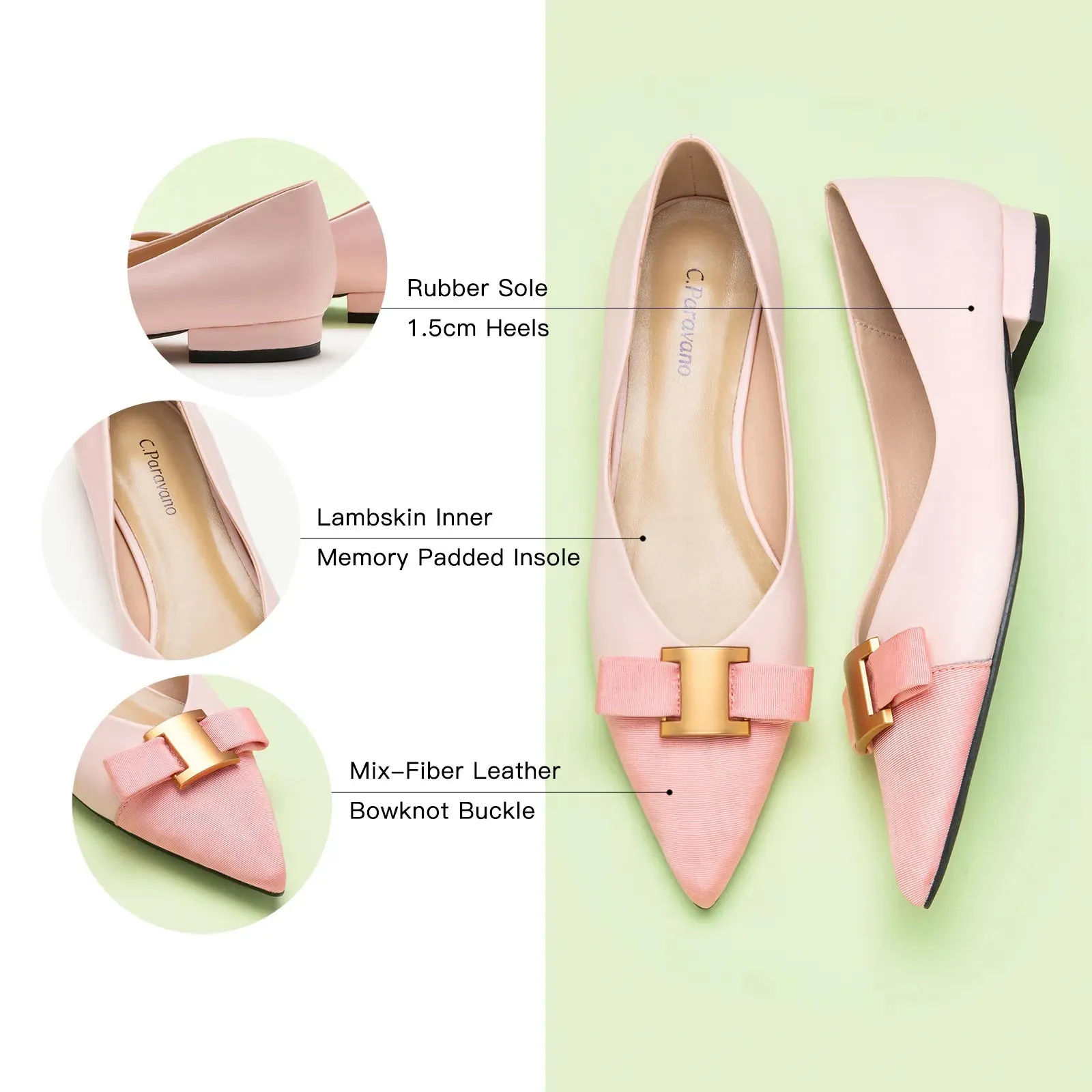 Pointed Toe Metal Tie Flats (Aida)SALE