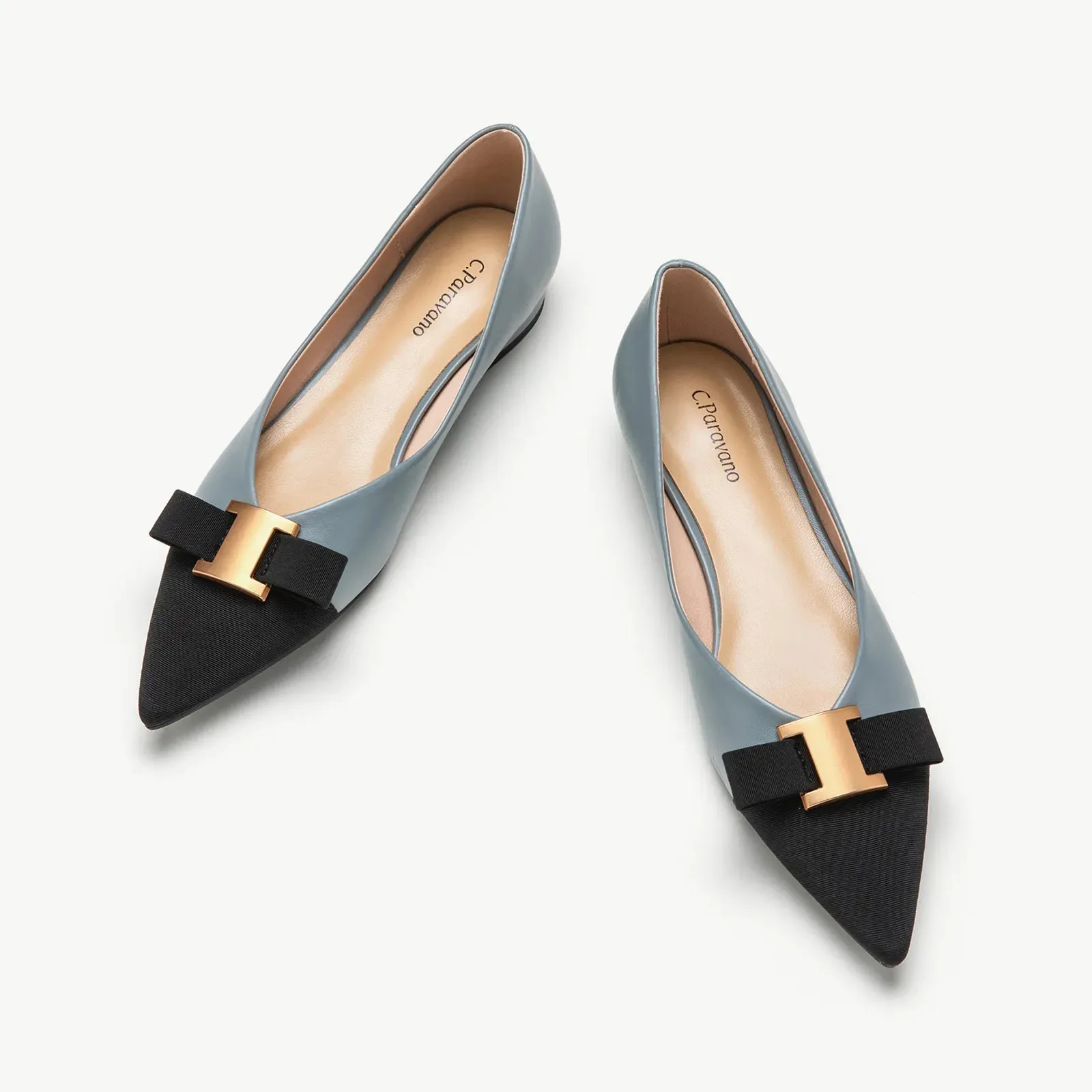 Pointed Toe Metal Tie Flats (Aida)SALE