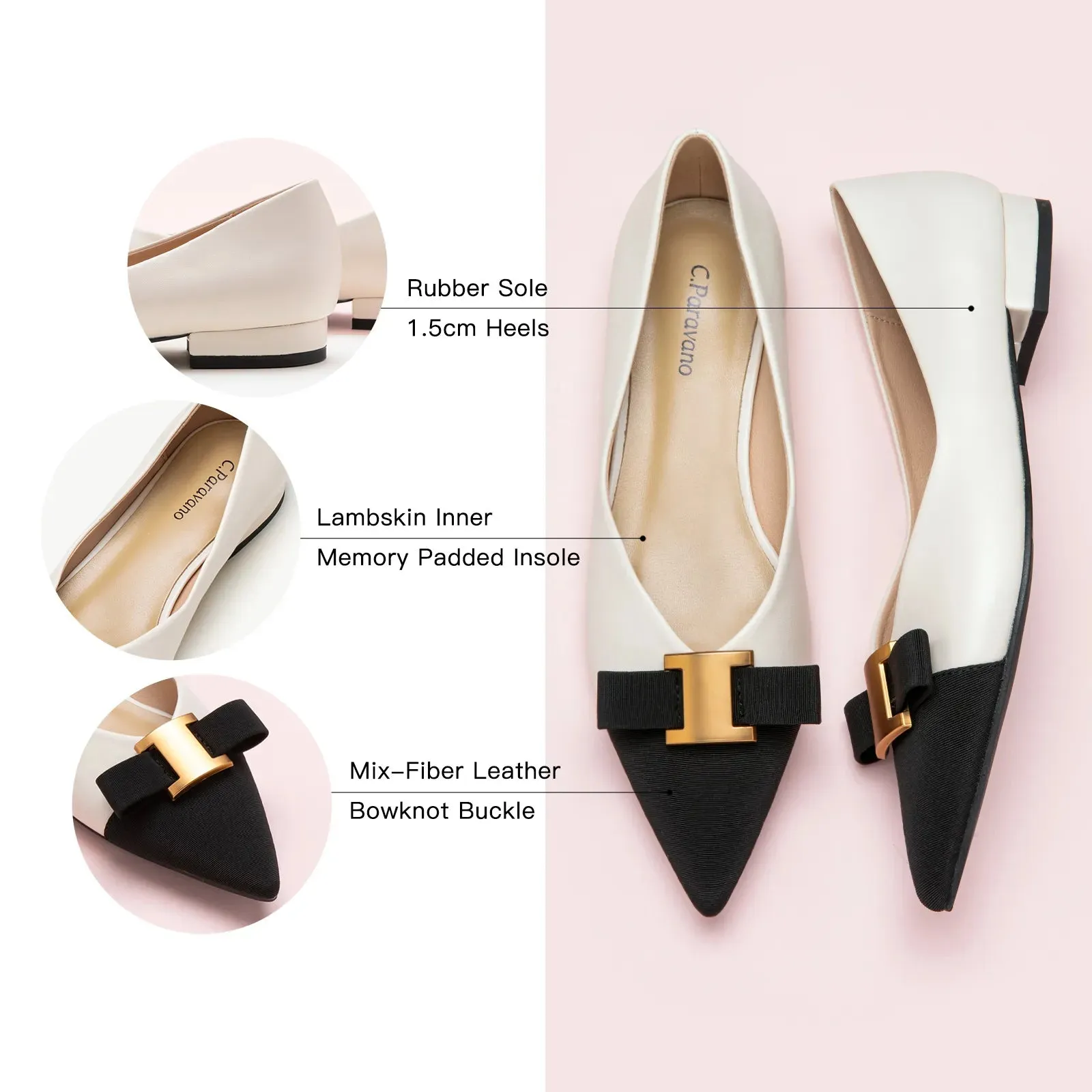 Pointed Toe Metal Tie Flats (Aida)SALE