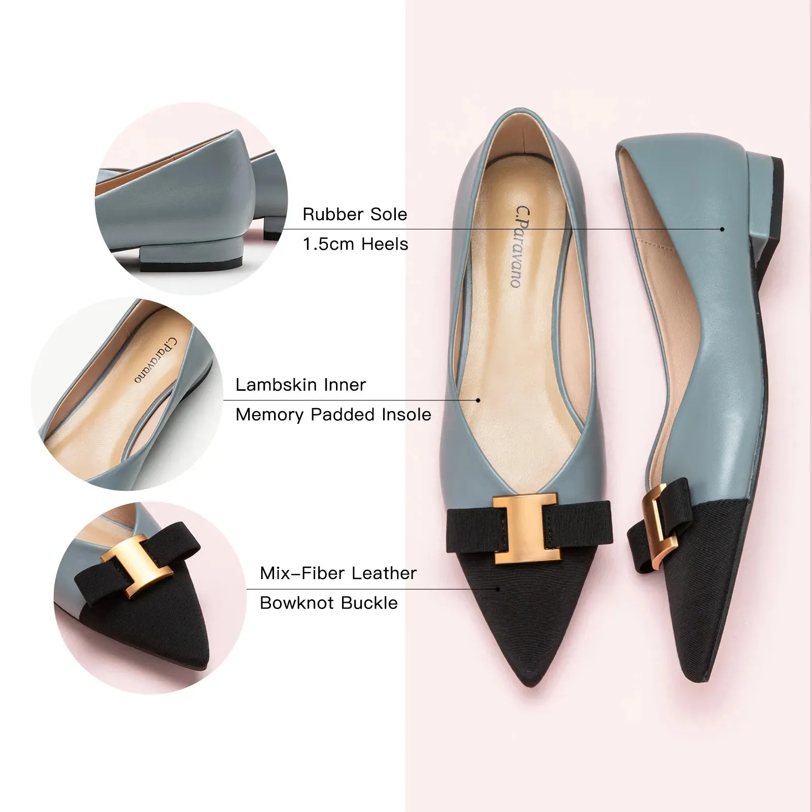 Pointed Toe Metal Tie Flats (Aida)SALE