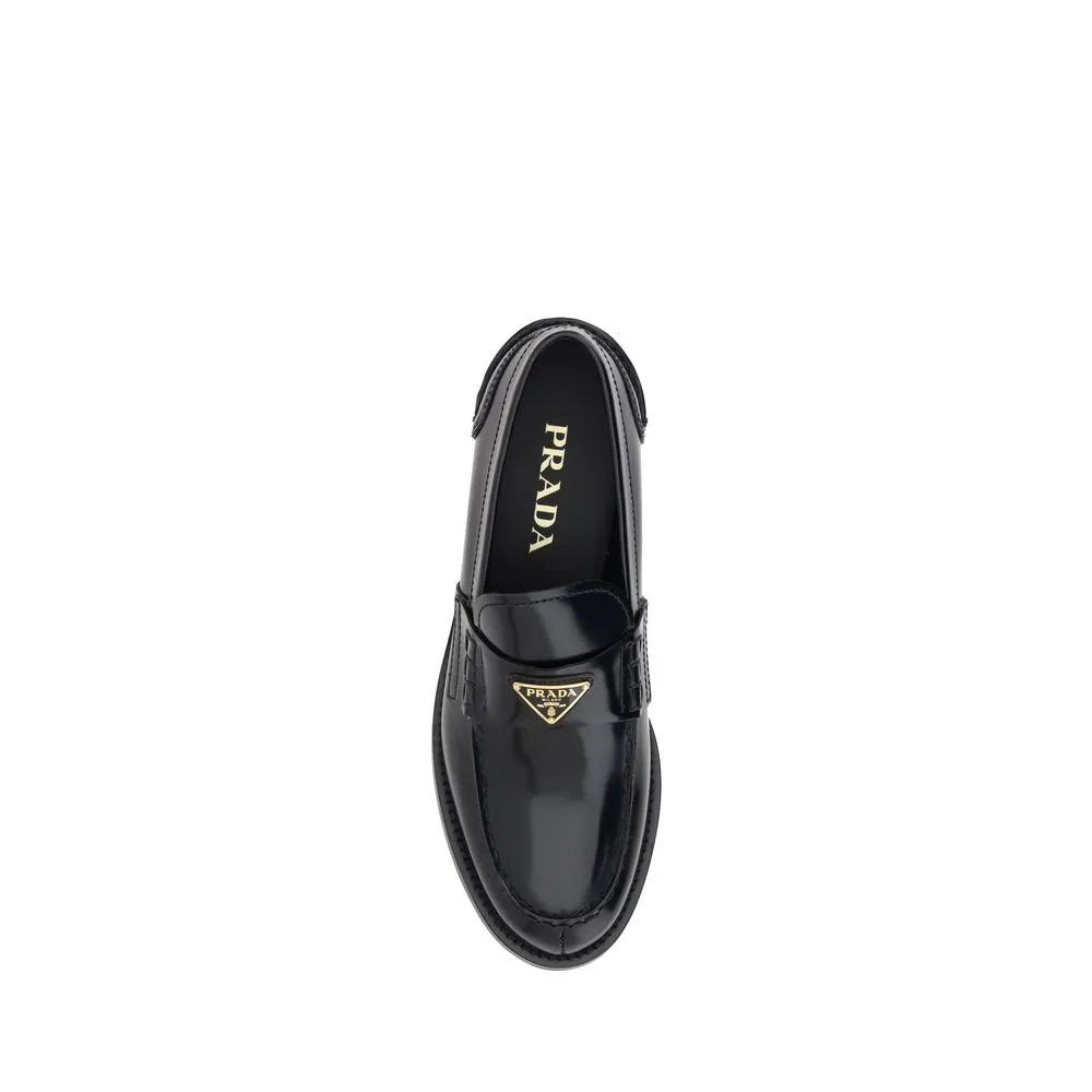 Prada Leather Logo Women's Loafers
