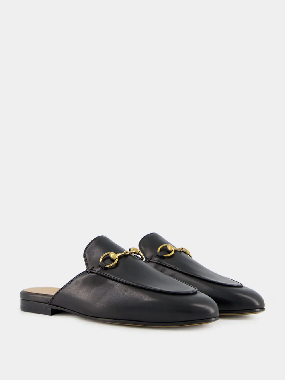 Princetown Black Leather Slipper