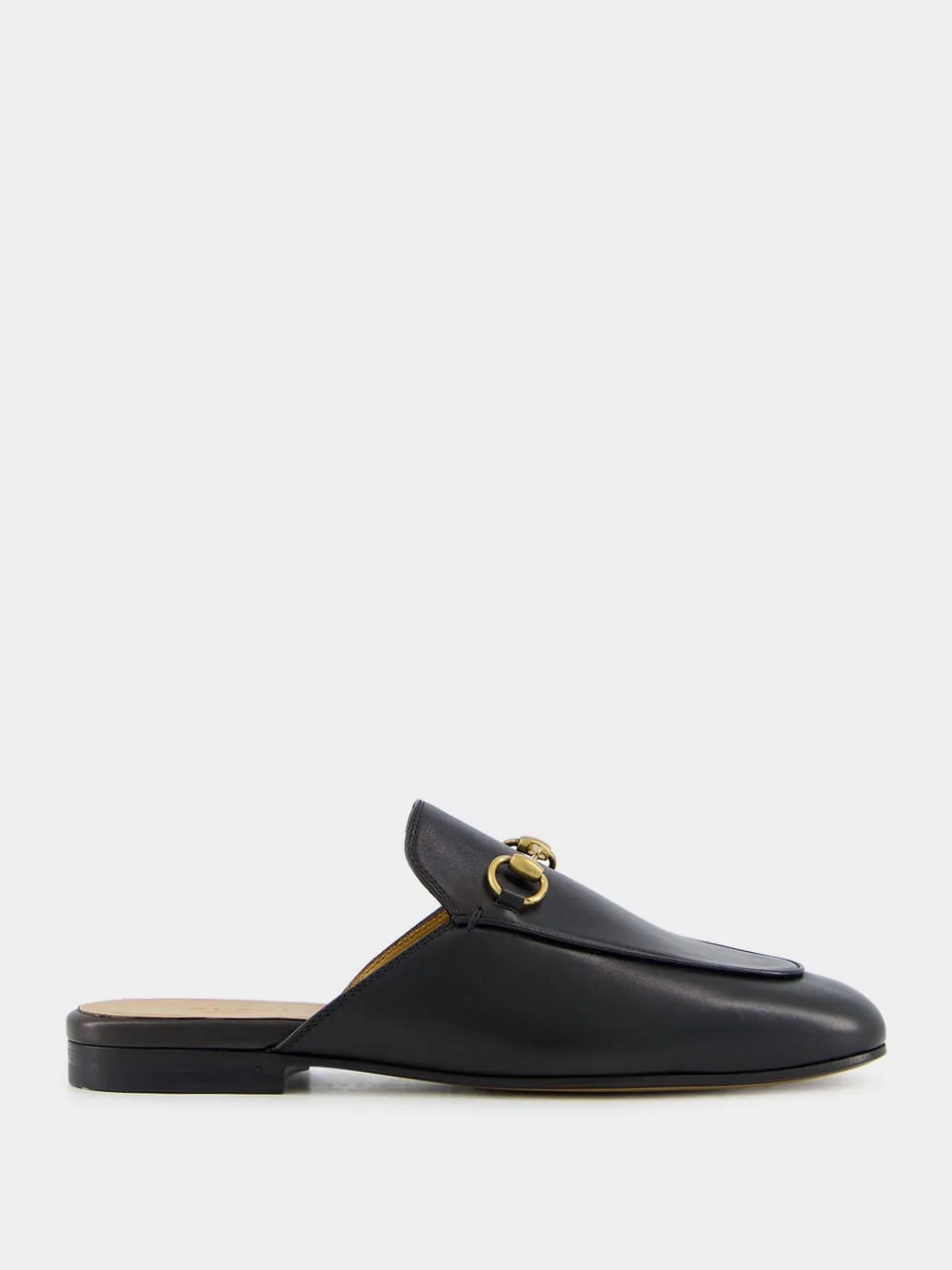 Princetown Black Leather Slipper