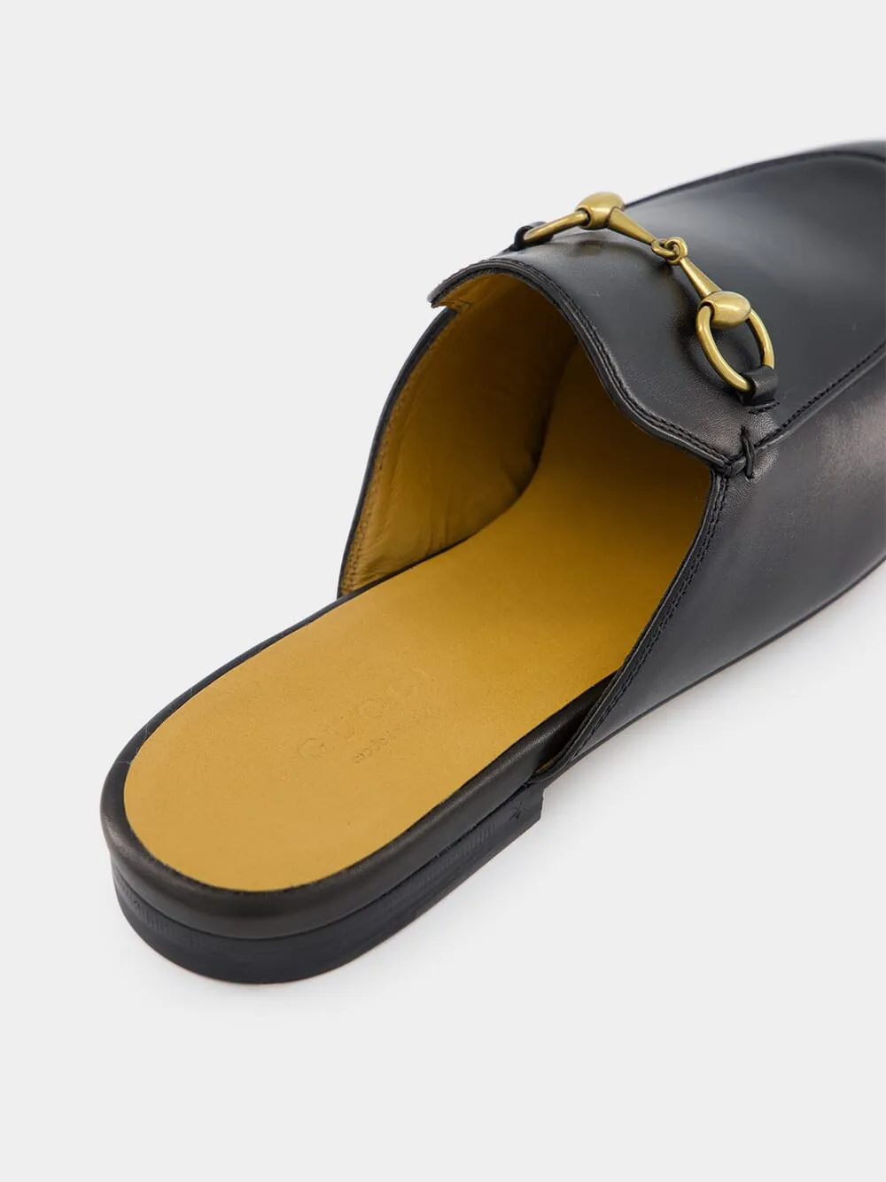 Princetown Black Leather Slipper