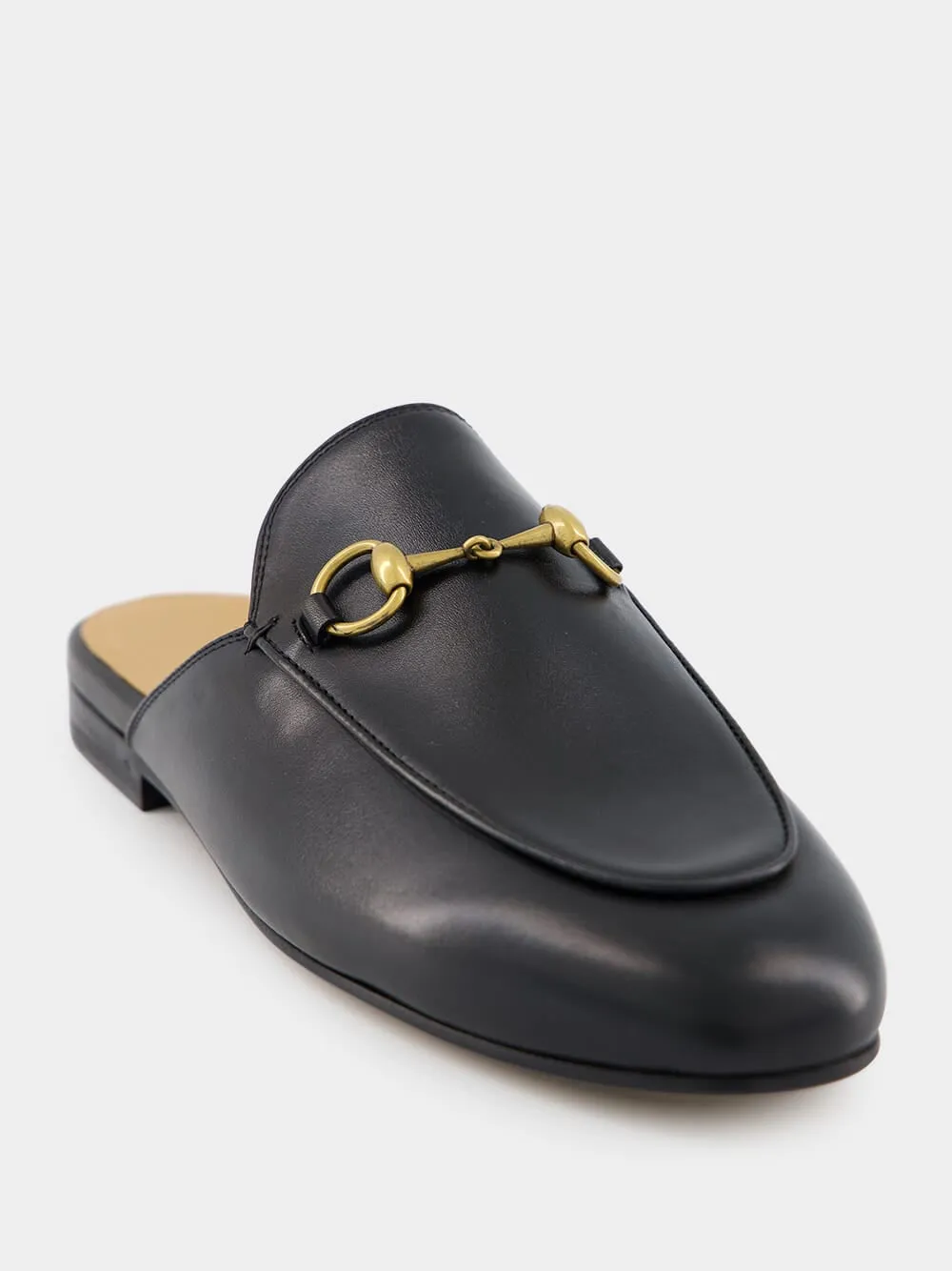 Princetown Black Leather Slipper