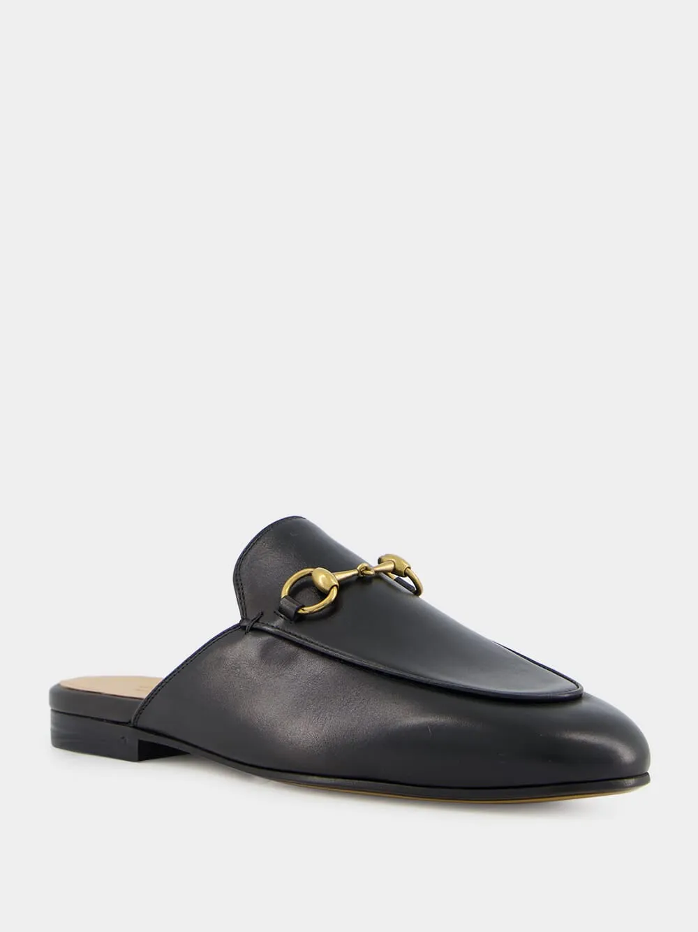 Princetown Black Leather Slipper