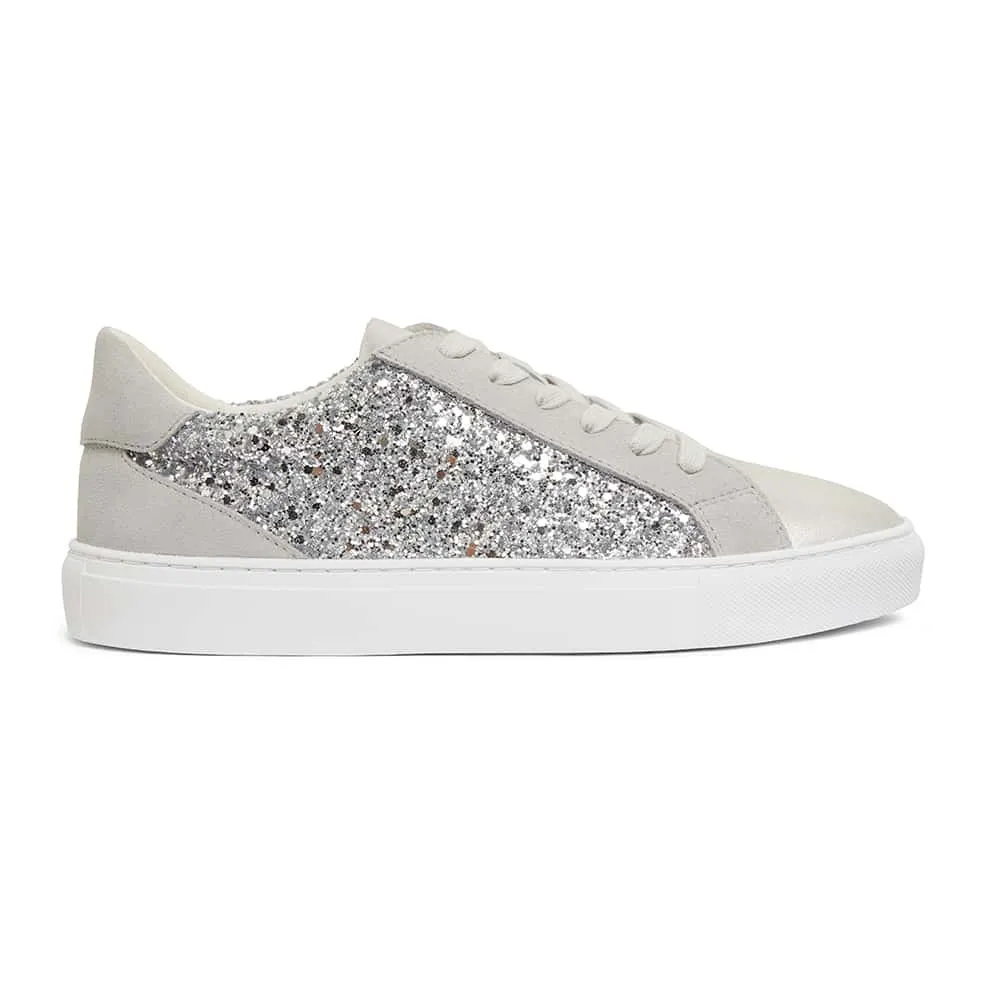 Ray Sneaker in Silver Glitter Leather