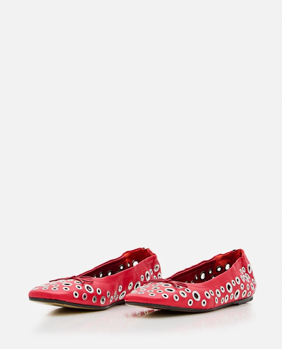 Red Leather Amy Ballet Flats