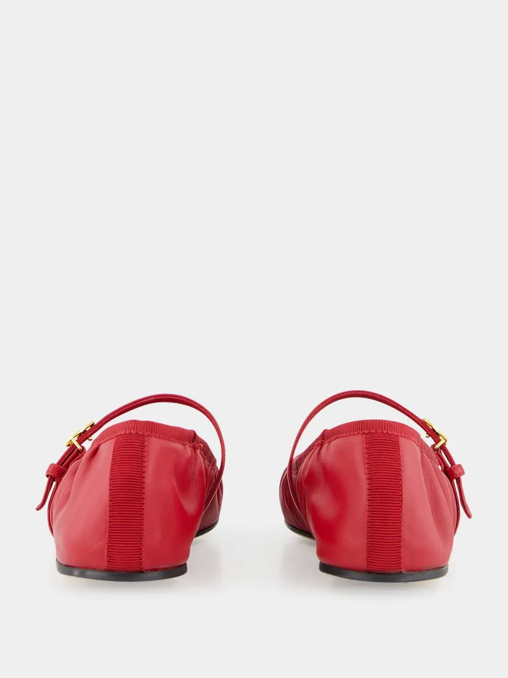 Red Nappa Leather Ballet Flats