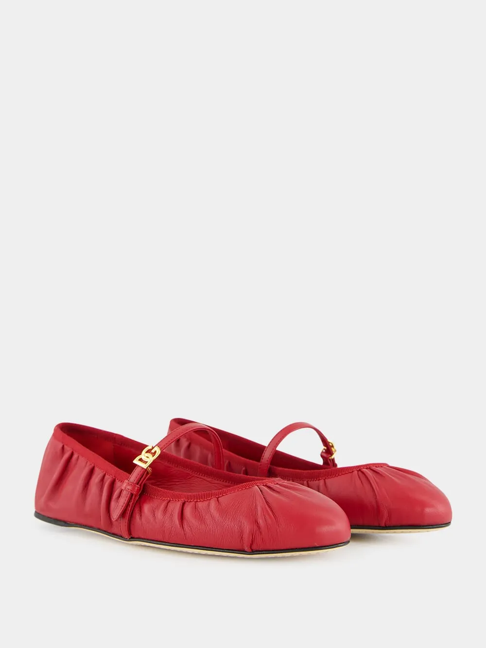 Red Nappa Leather Ballet Flats