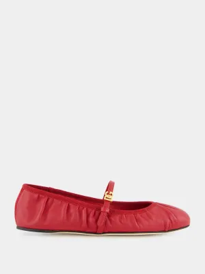 Red Nappa Leather Ballet Flats