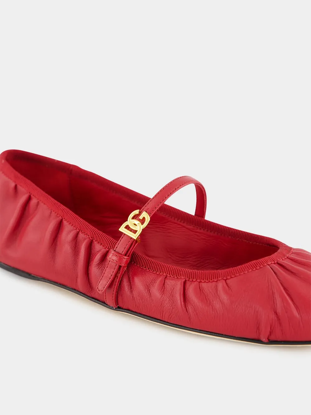 Red Nappa Leather Ballet Flats