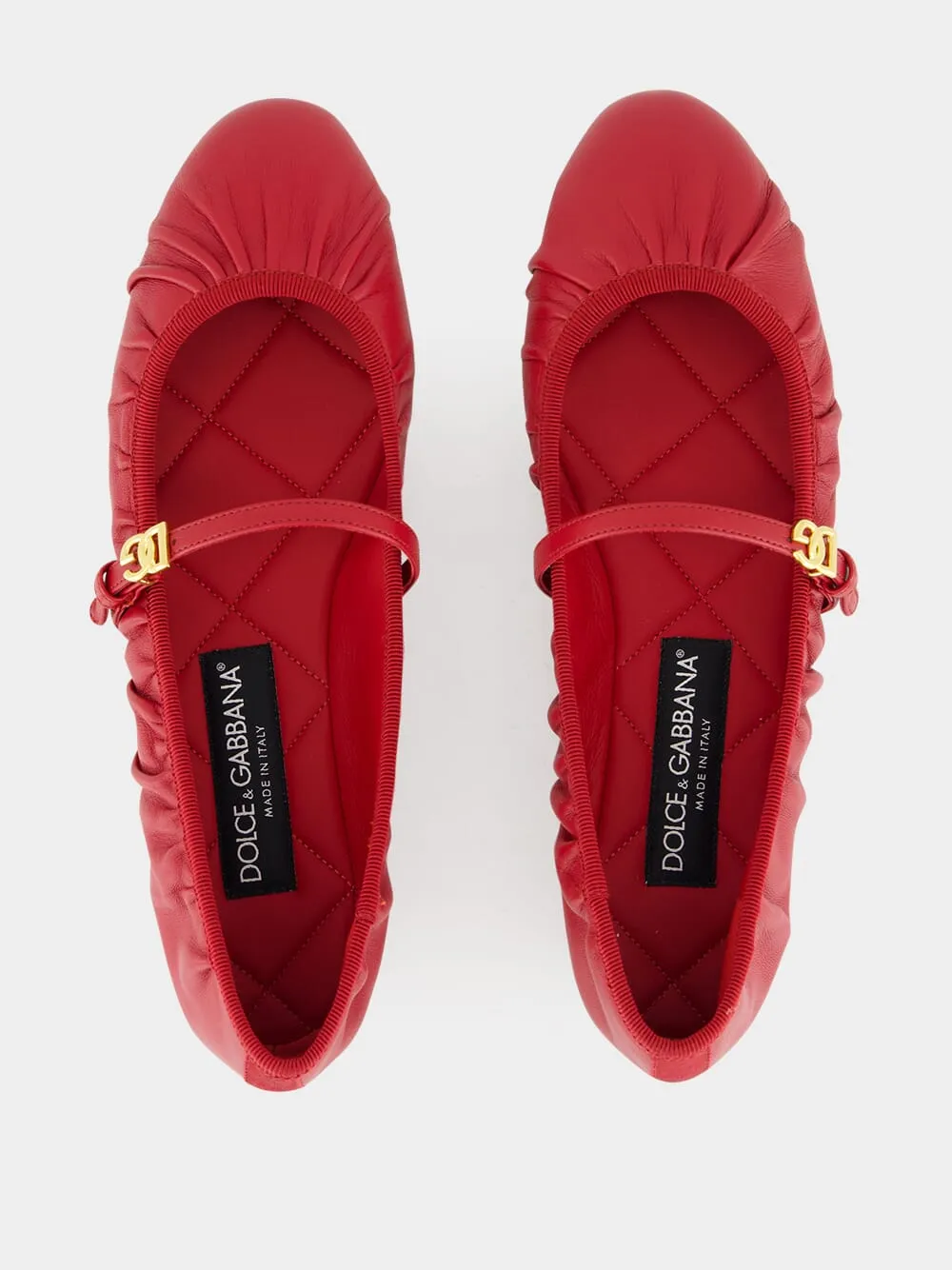 Red Nappa Leather Ballet Flats