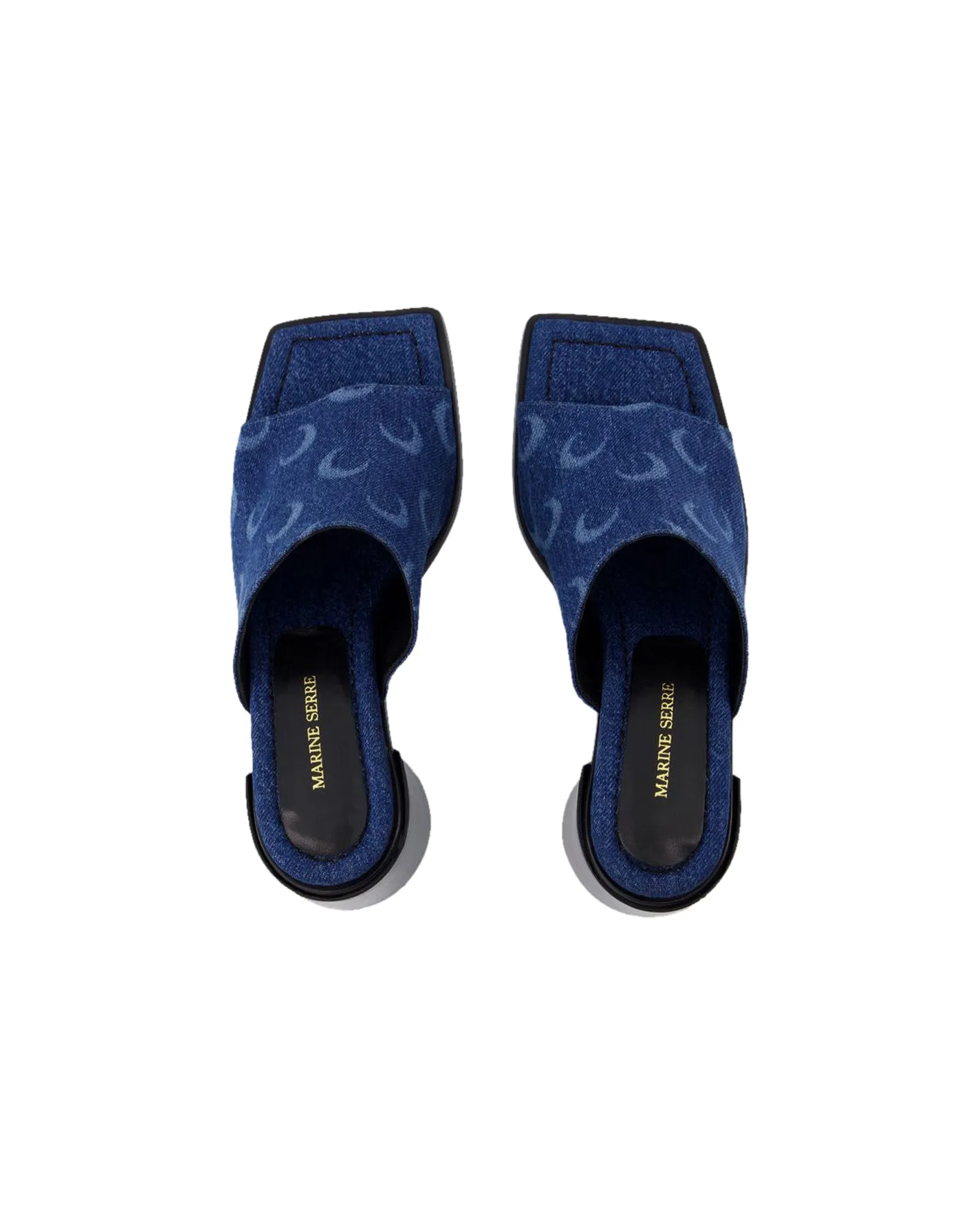 Regenerated Deadstock Slides - Marine Serre - Cotton - Blue Laser