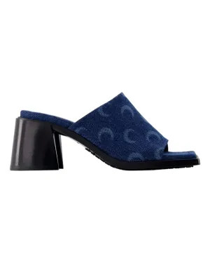 Regenerated Deadstock Slides - Marine Serre - Cotton - Blue Laser
