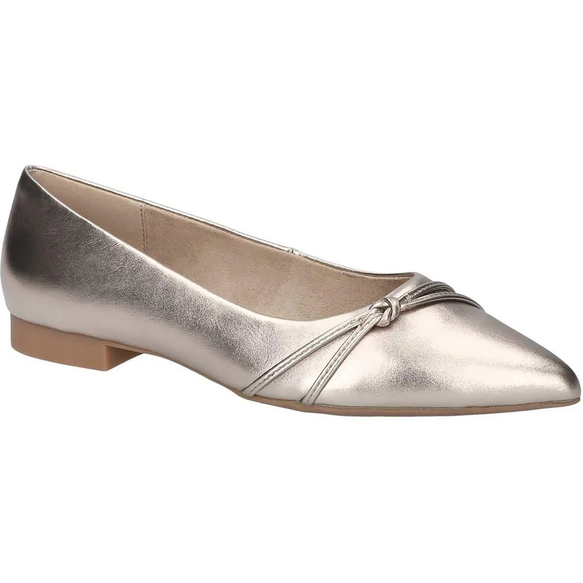 Rhea Womens Metallic Faux Leather Flat Shoes