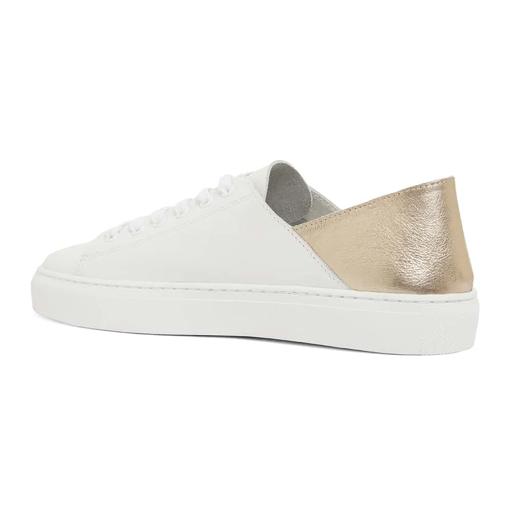 Rocket Sneaker in White And Soft Gold Leather