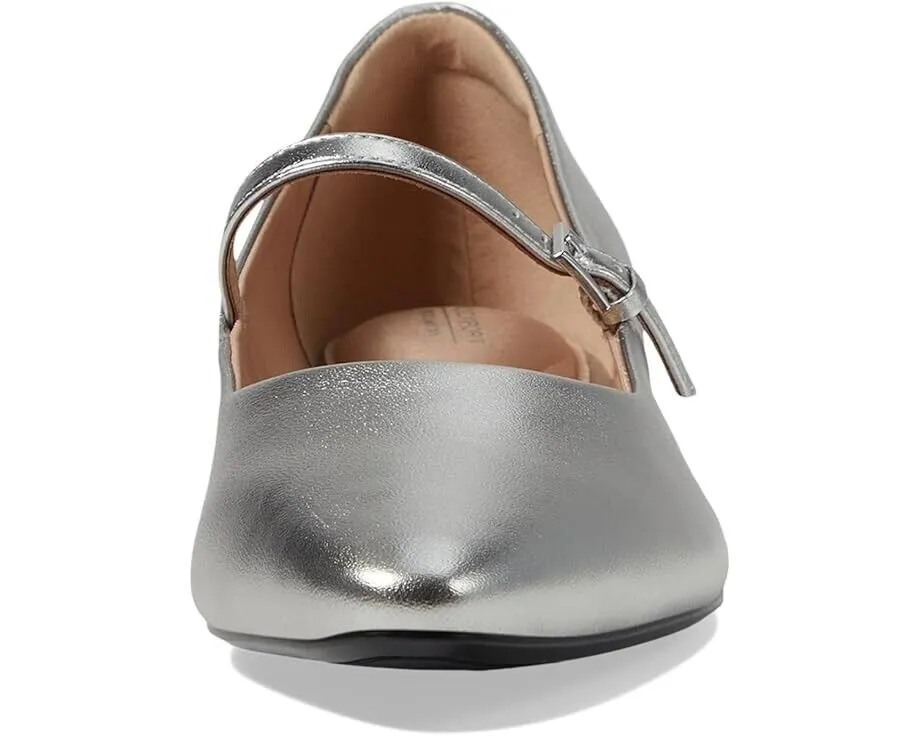 Rockport Taren Dress Flats Women's 9 Silver Leather Pointed Toe Slip-On ZPO898