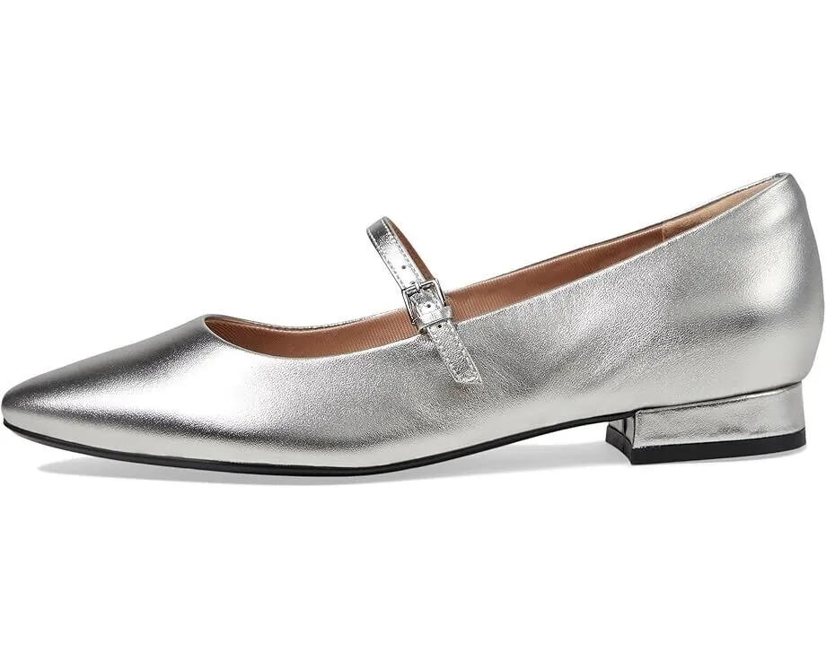 Rockport Taren Dress Flats Women's 9 Silver Leather Pointed Toe Slip-On ZPO898