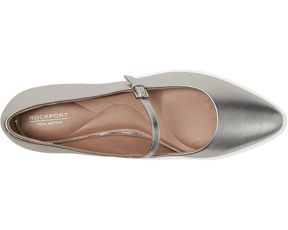 Rockport Taren Dress Flats Women's 9 Silver Leather Pointed Toe Slip-On ZPO898