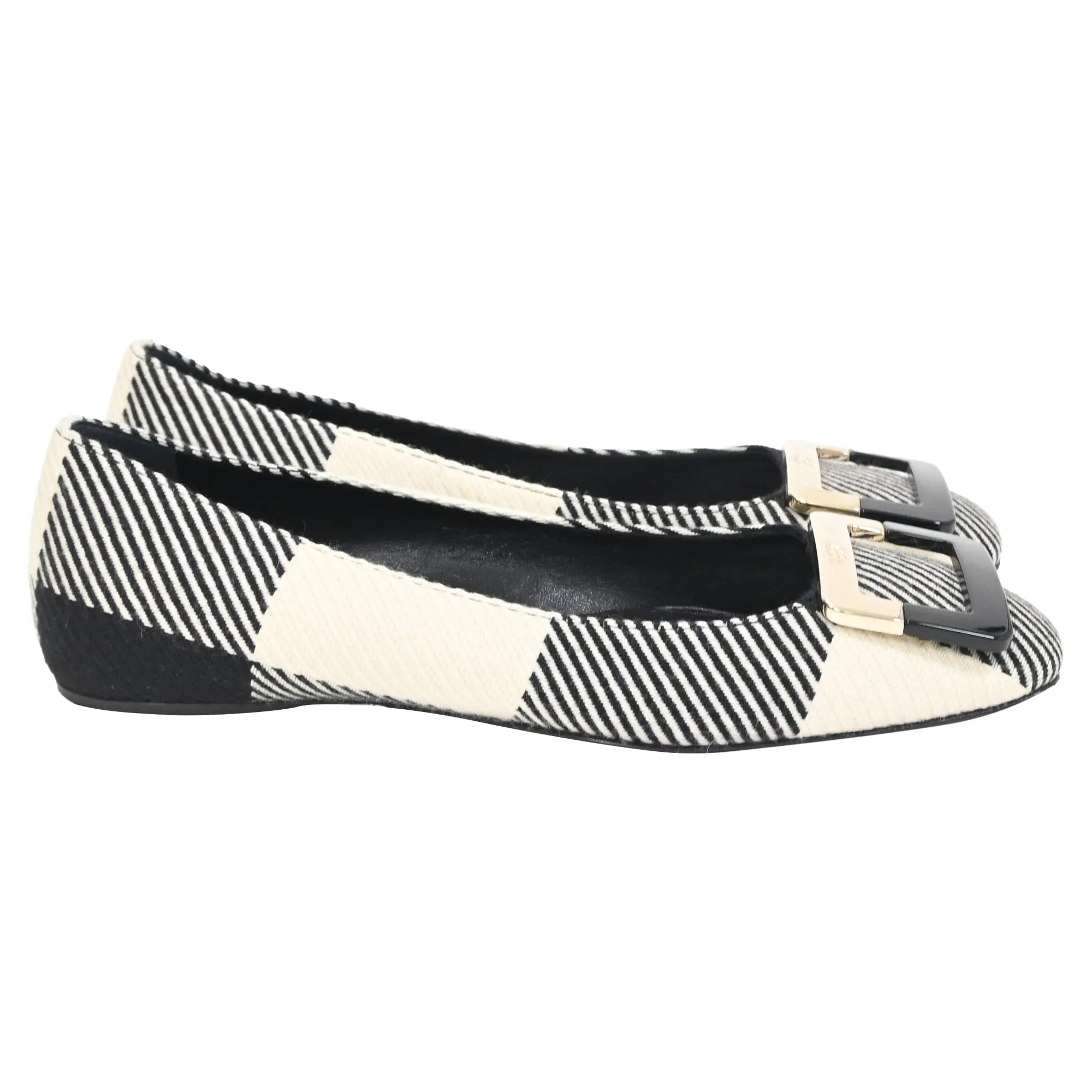 Roger Vivier Printed Ballet Flats in Black Cotton