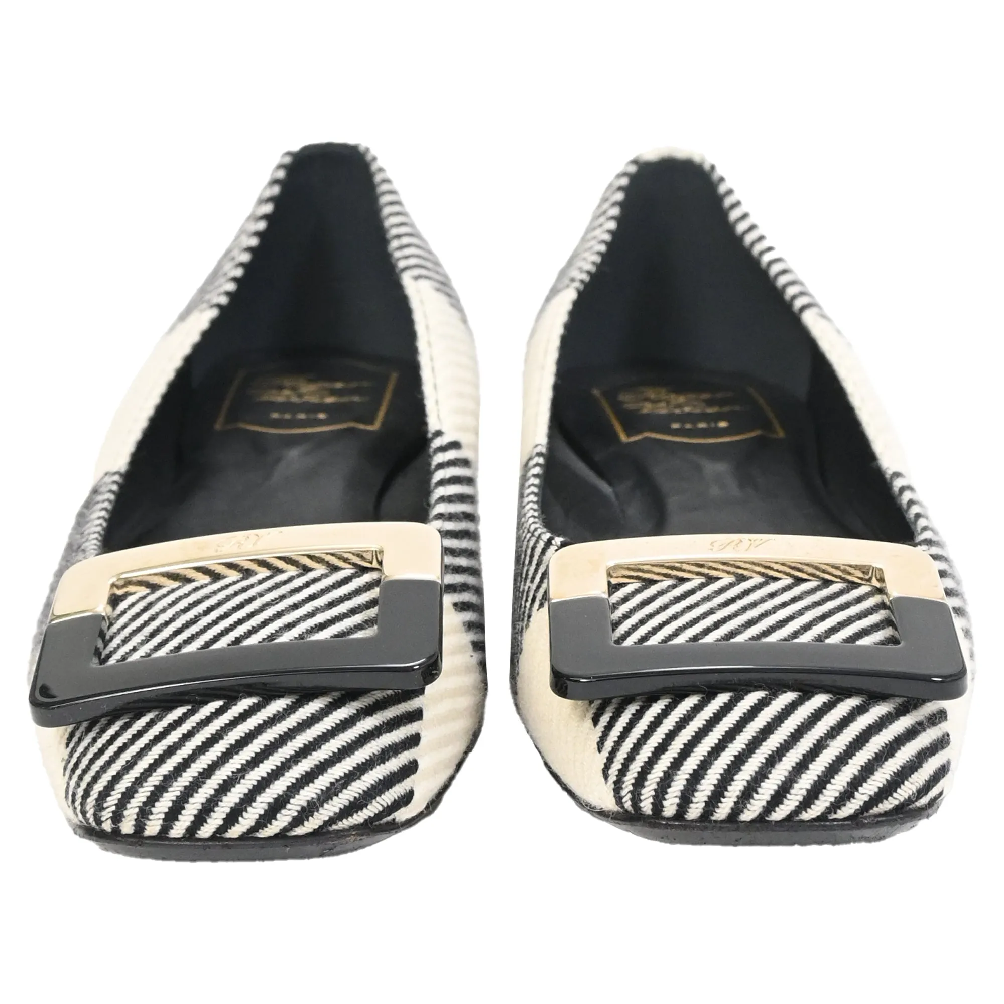 Roger Vivier Printed Ballet Flats in Black Cotton