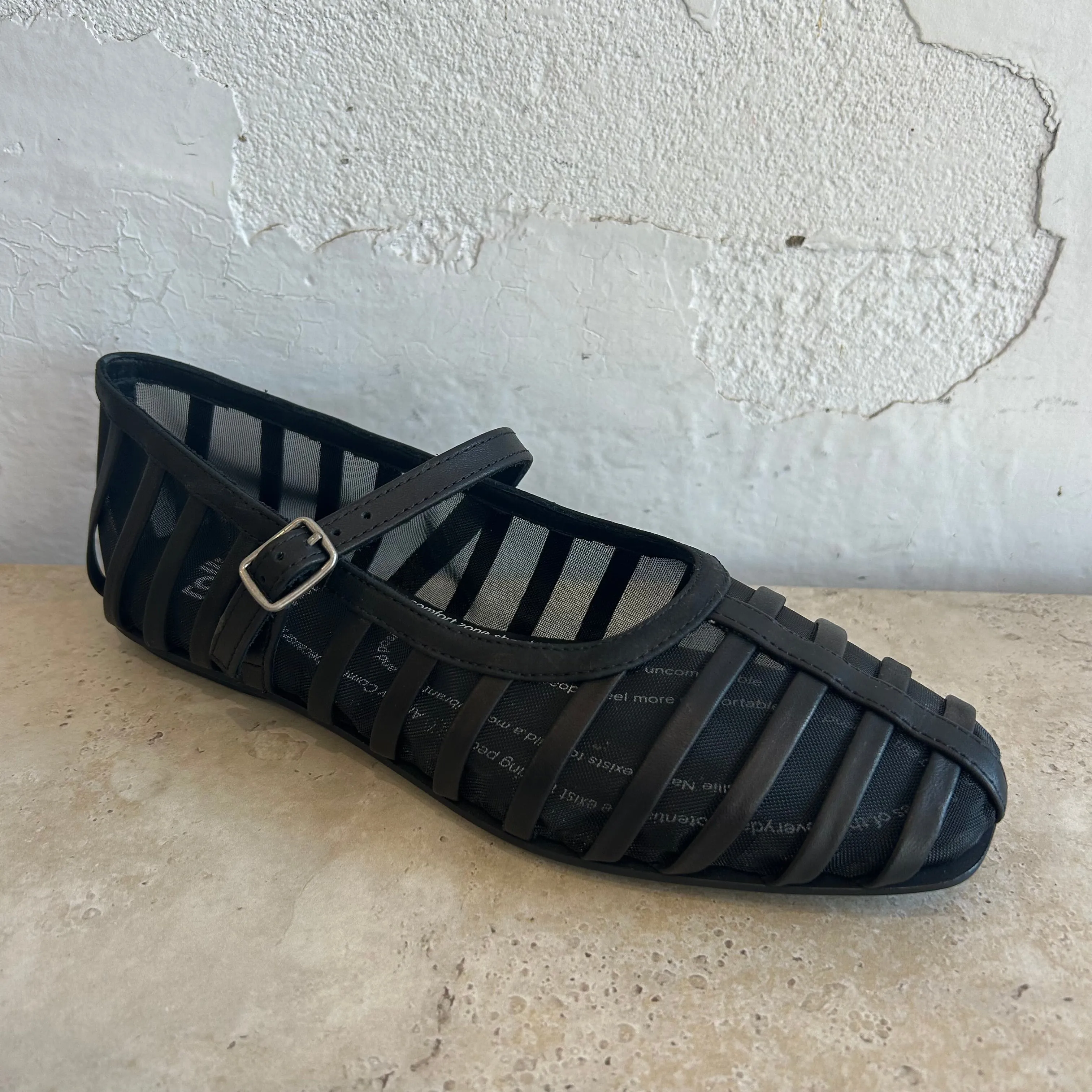 Rollie Ballet Mary Jane Cage Mesh Black