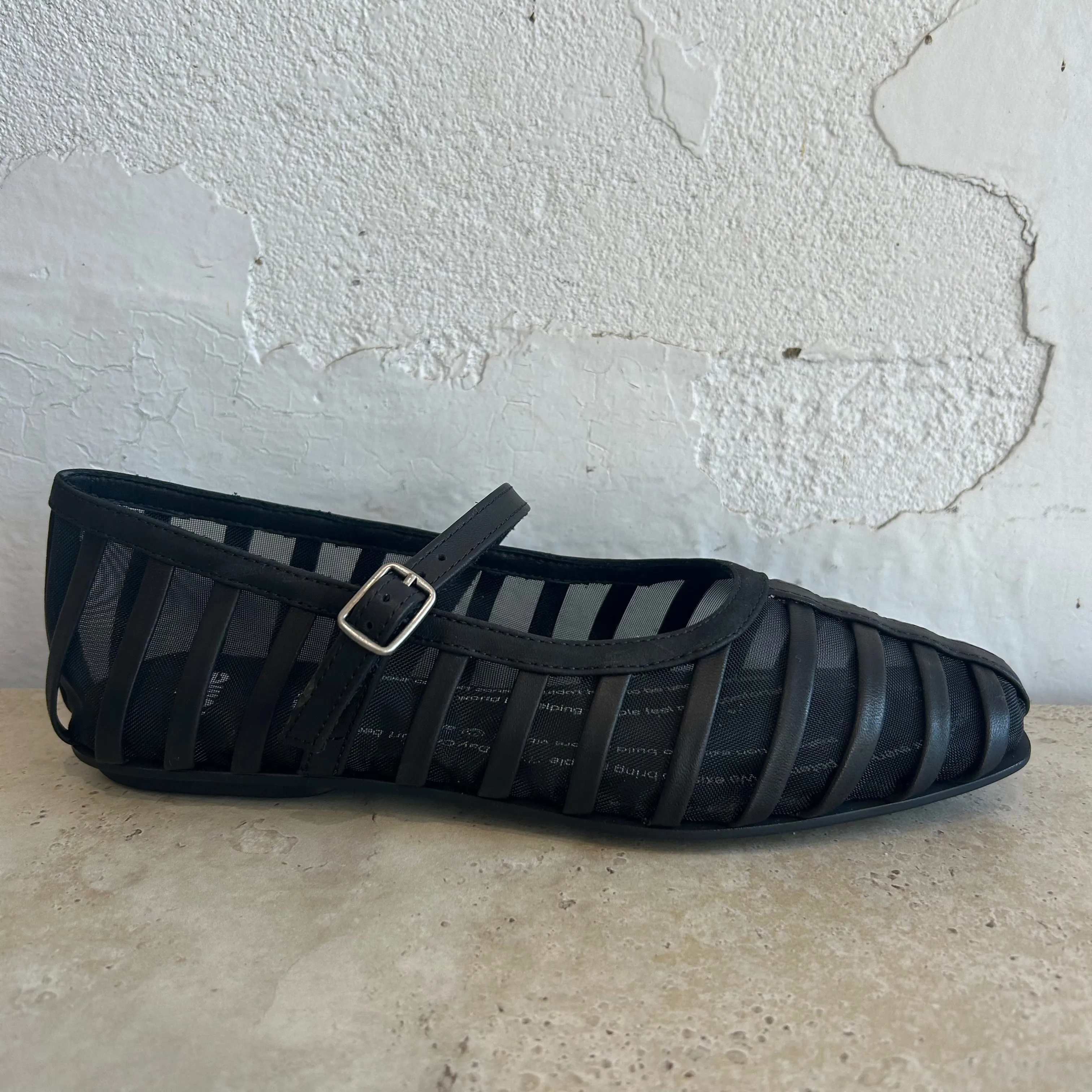 Rollie Ballet Mary Jane Cage Mesh Black
