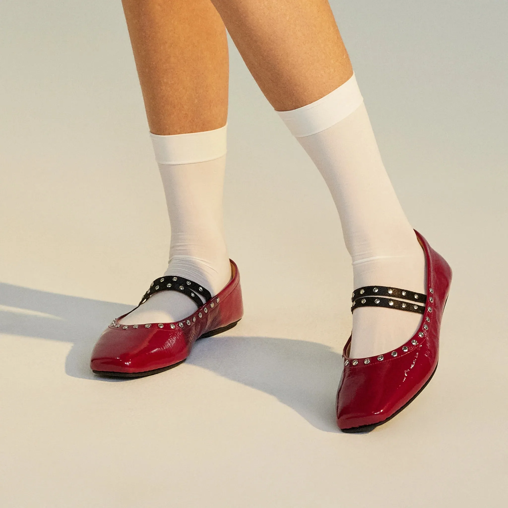 Rollie Ballet Mary Jane Stud Merlot Patent