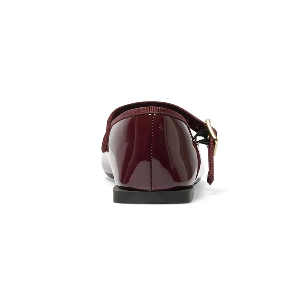 Romy Flat in Cherry Patent