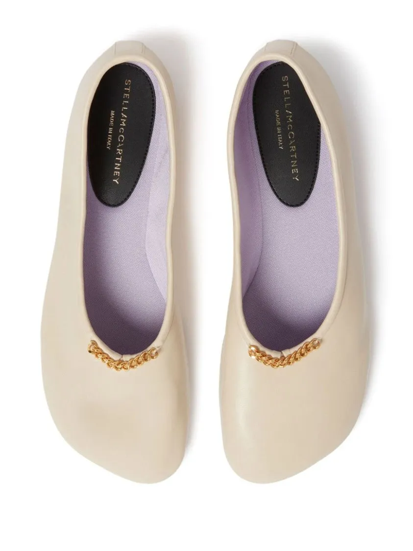 Rounded Toe Flats With Subtle Chain Detail