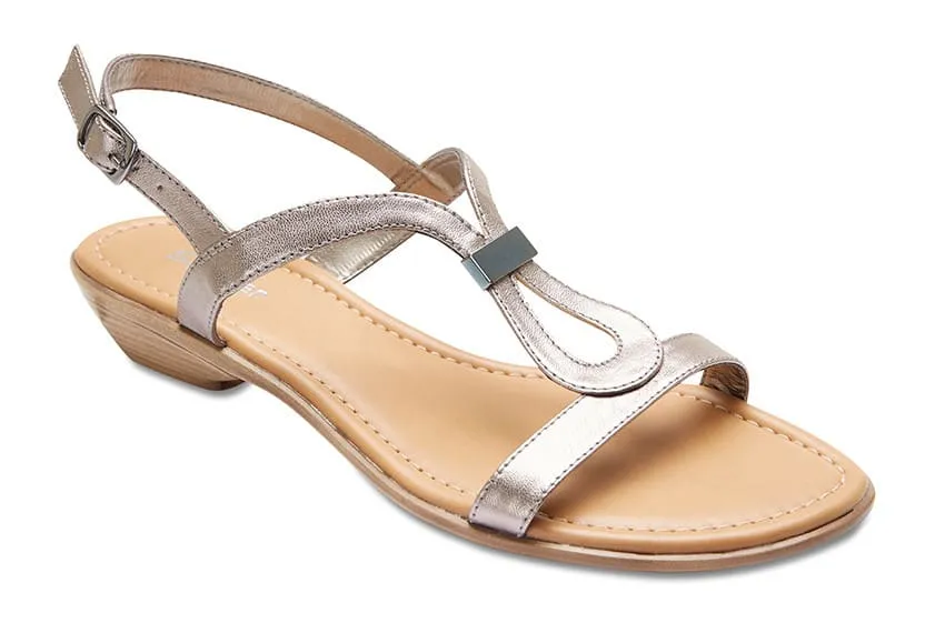 Sasha Slide in Pewter Leather