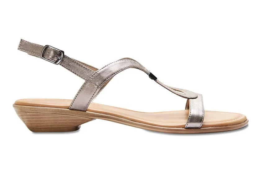 Sasha Slide in Pewter Leather