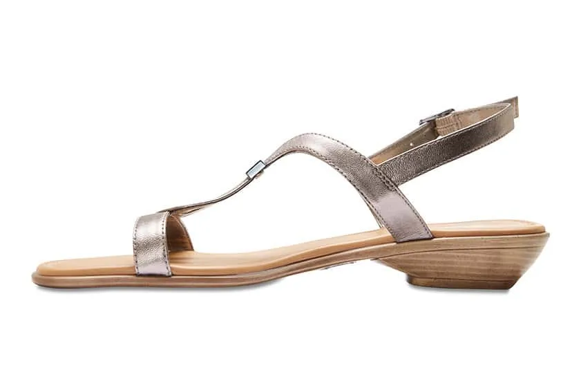 Sasha Slide in Pewter Leather