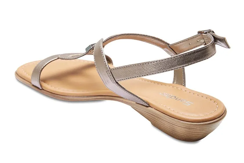 Sasha Slide in Pewter Leather