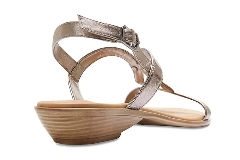 Sasha Slide in Pewter Leather