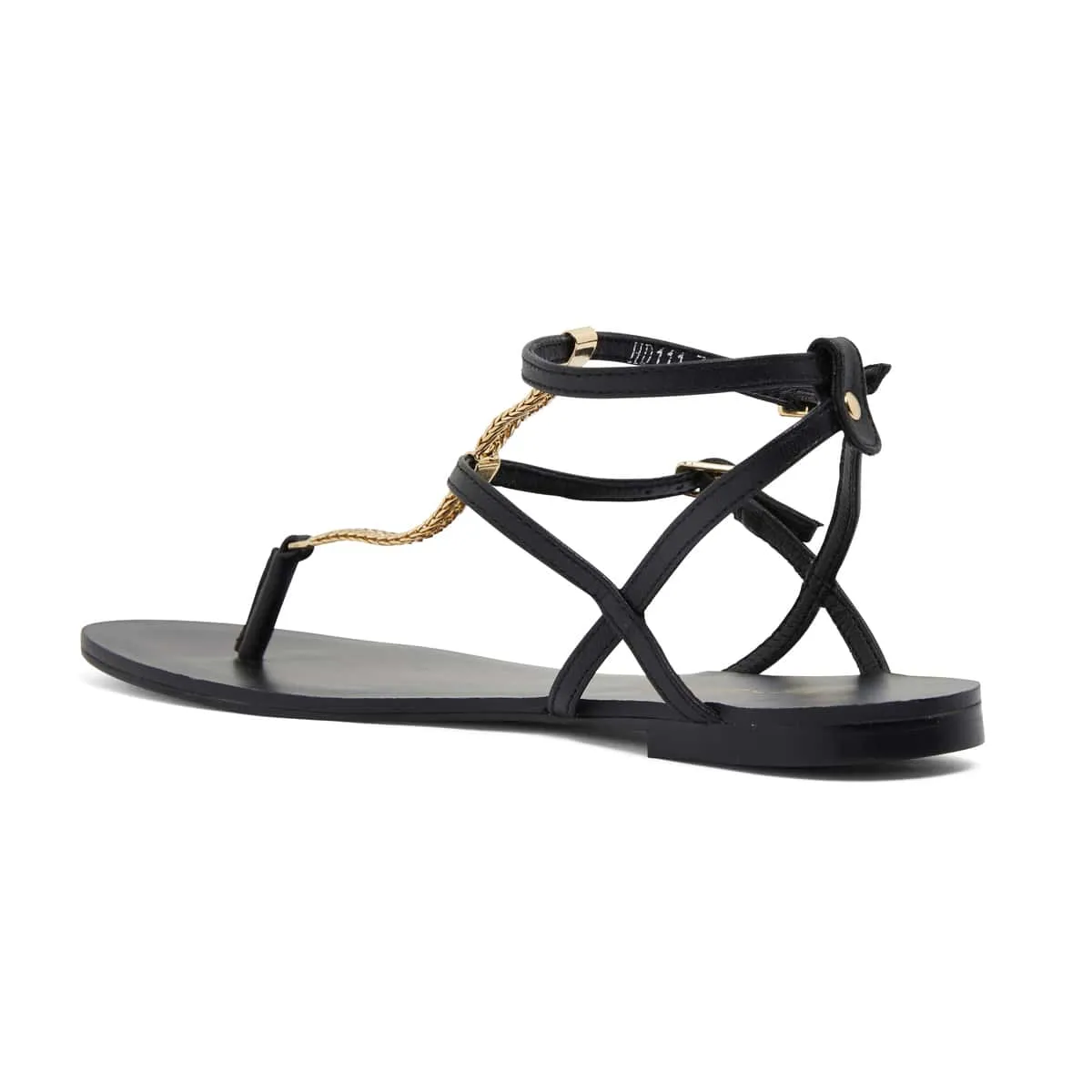 Saskia Sandal in Black Leather Leather