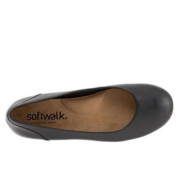 SoftWalk Sonoma S1862-001 Ballet Flat Women's 5 Black Leather Round Toe ZPO2210