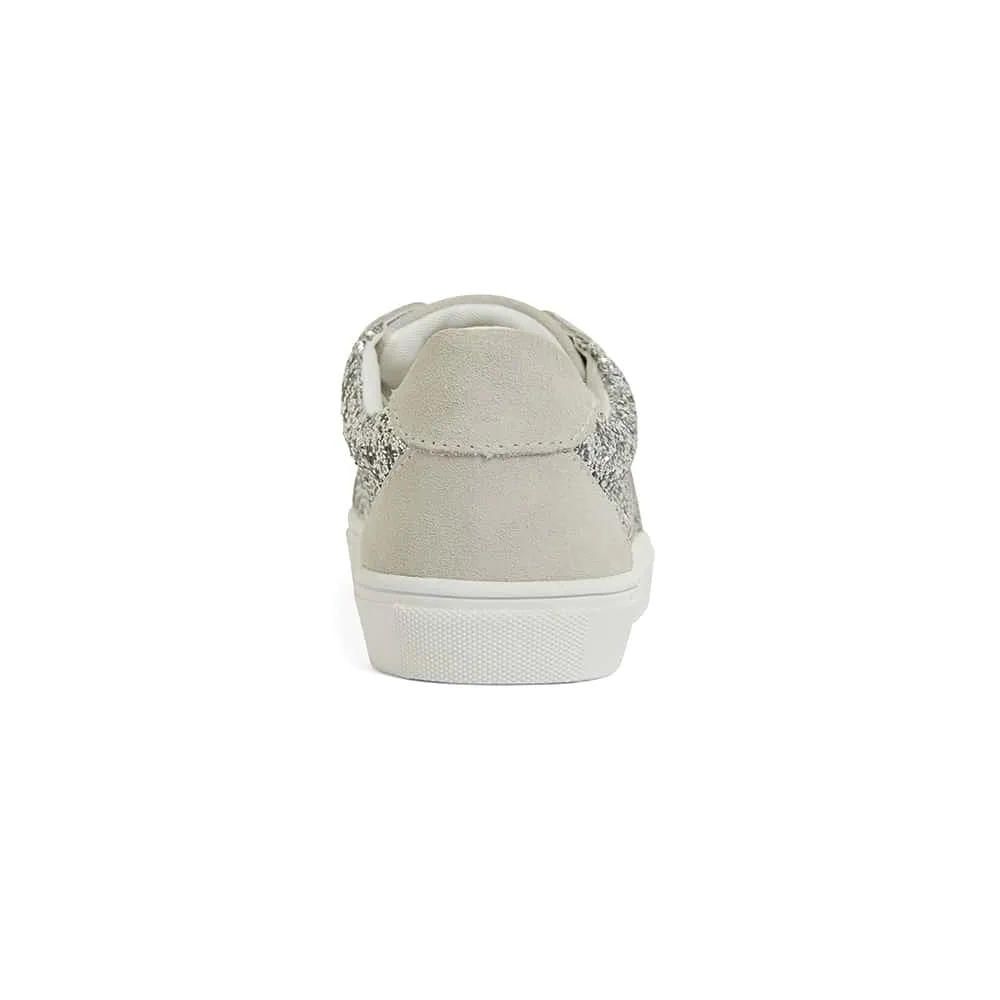 Sparkle Sneaker in Silver Glitter Leather