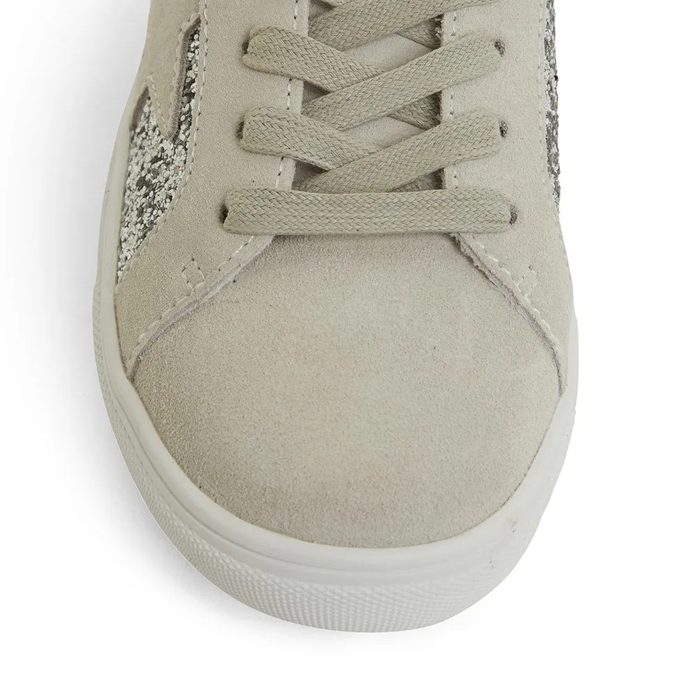 Sparkle Sneaker in Silver Glitter Leather