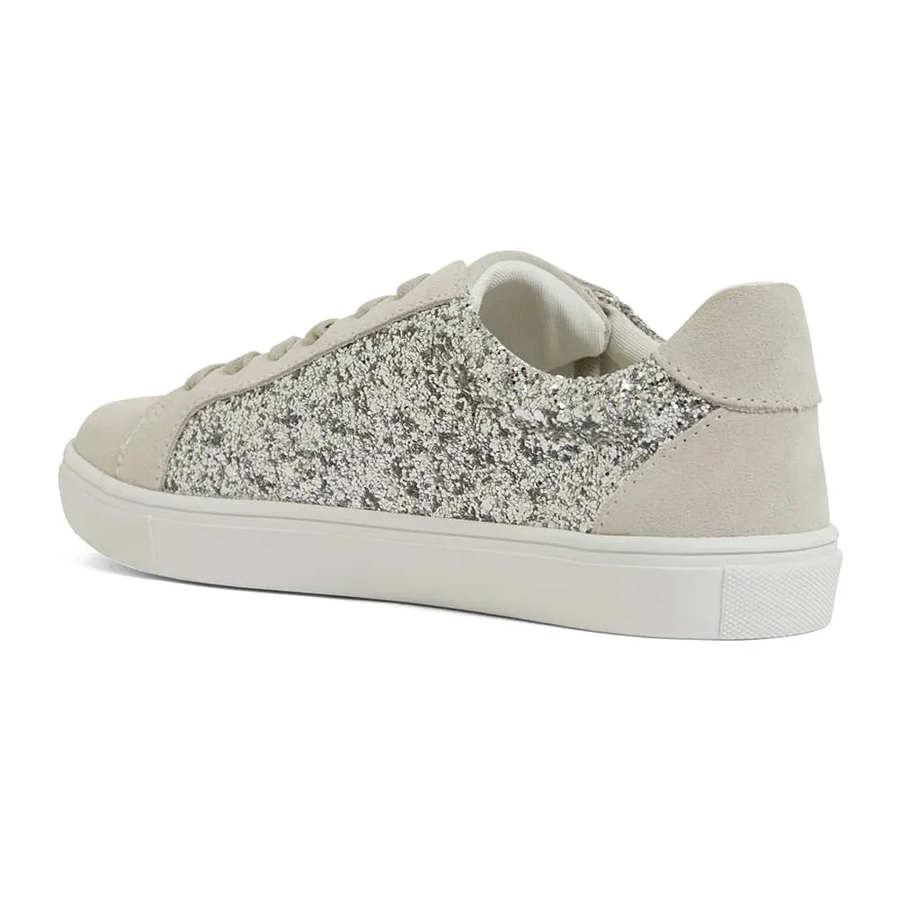 Sparkle Sneaker in Silver Glitter Leather