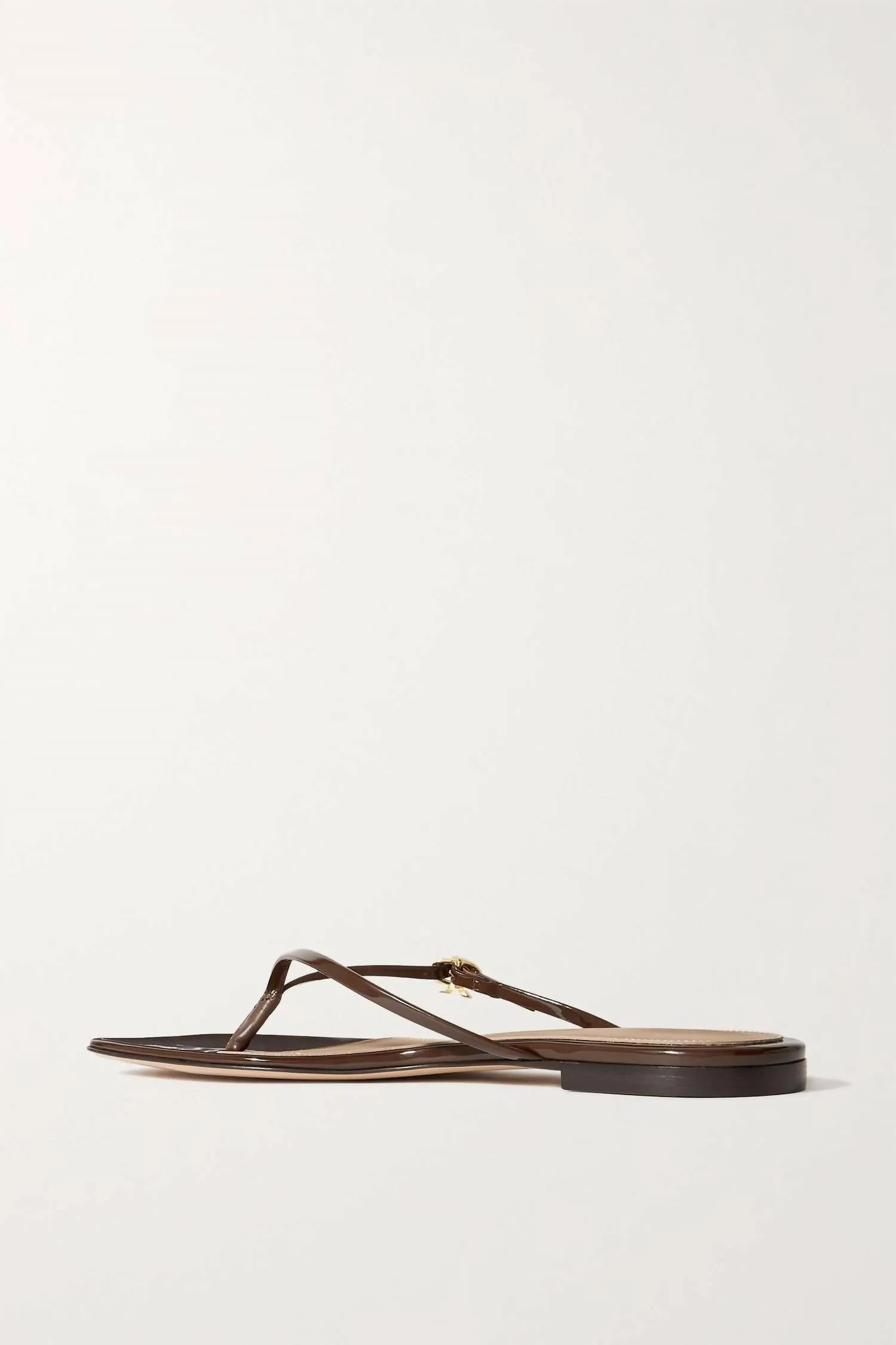Square Toe Patent Leather Slides In Black